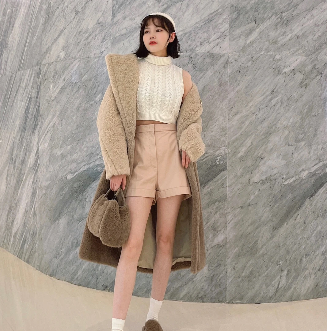 99新 MaxMara 潮奢豆 严选/棕色渐变泰迪大衣外套 XS码/H11264