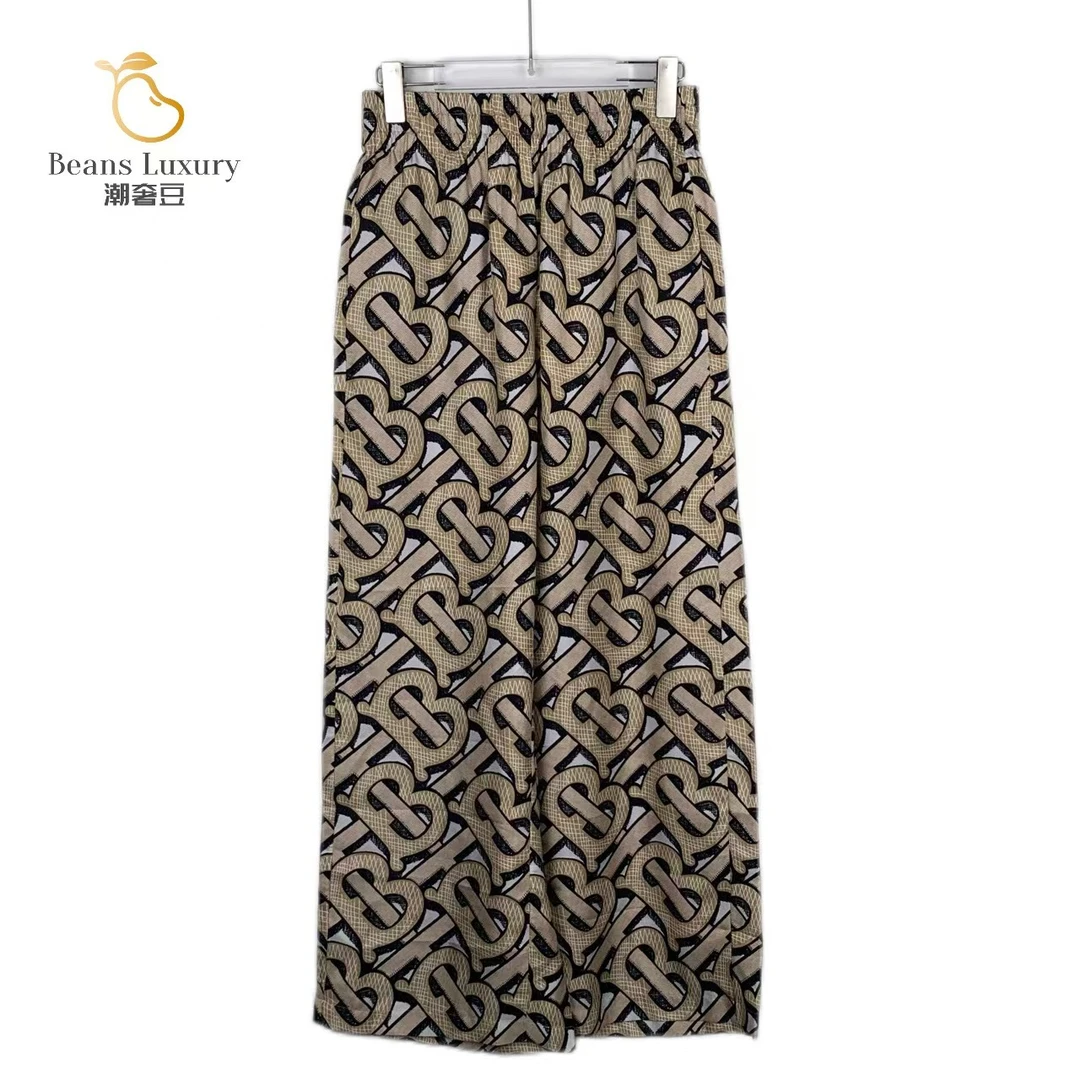 BURBERRY/博柏利99新/潮奢豆 严选/棕色老花满印真丝长裤 /018081