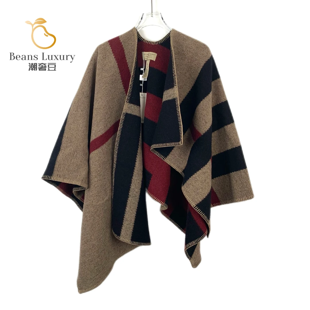 BURBERRY/博柏利99新/潮奢豆 严选/ 拼色条纹斗篷披肩围巾/H9892