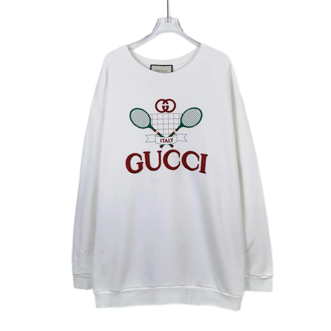 GUCCI/古驰99新 潮奢豆 严选  logo字母球拍图案刺绣卫衣 016050