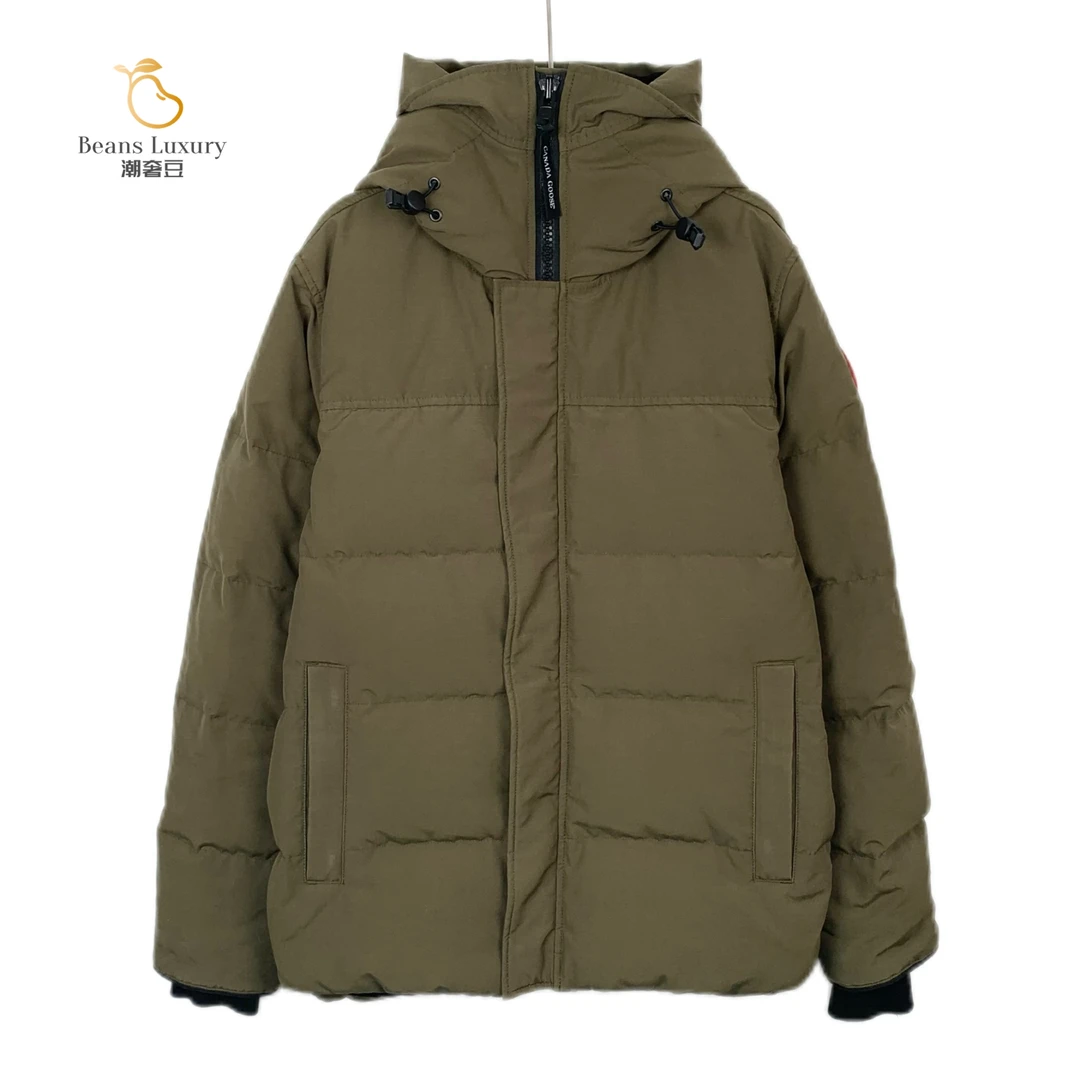 CANADA GOOSE95新/潮奢豆 严选/棕绿色徽标贴饰连帽羽绒服/H10182