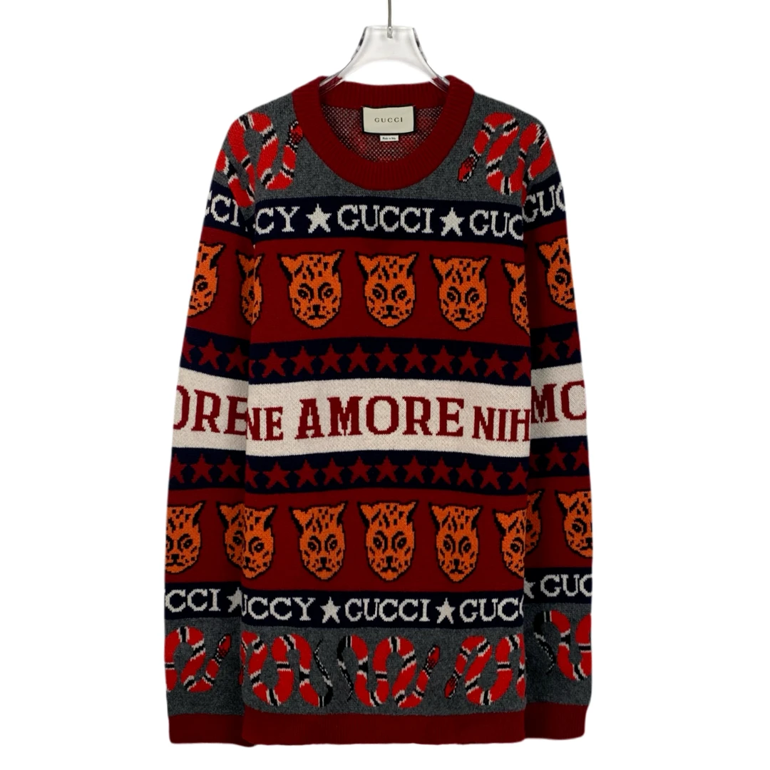 GUCCI/古驰 99新/潮奢豆 严选/拼色图案提花毛衣/H10671