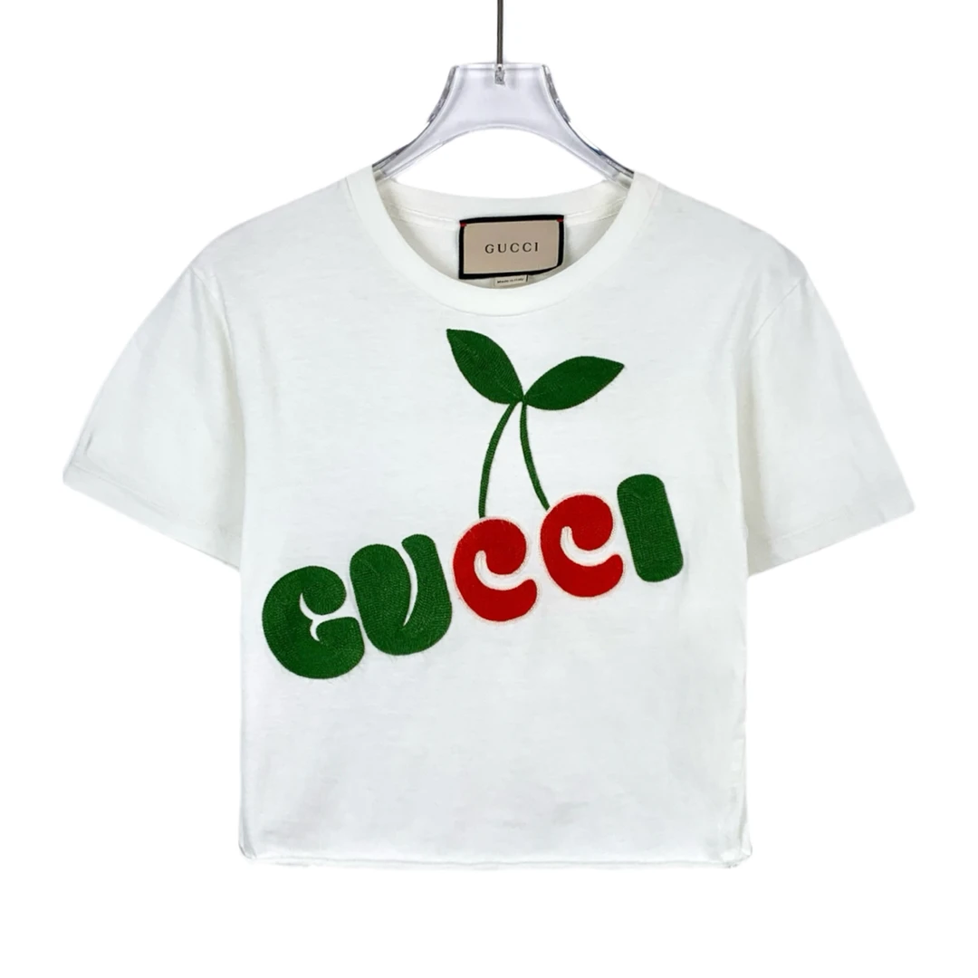 GUCCI/古驰99新/潮奢豆 严选/ logo樱桃刺绣短袖/018616
