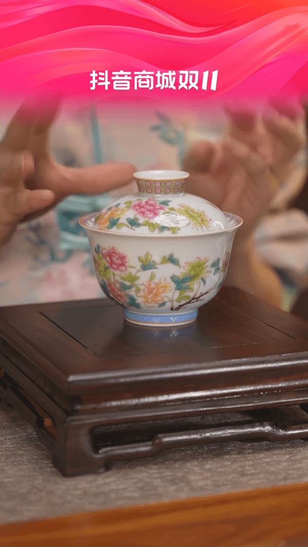 【闪购商品】景德镇陶瓷手工手绘粉彩万花盖碗