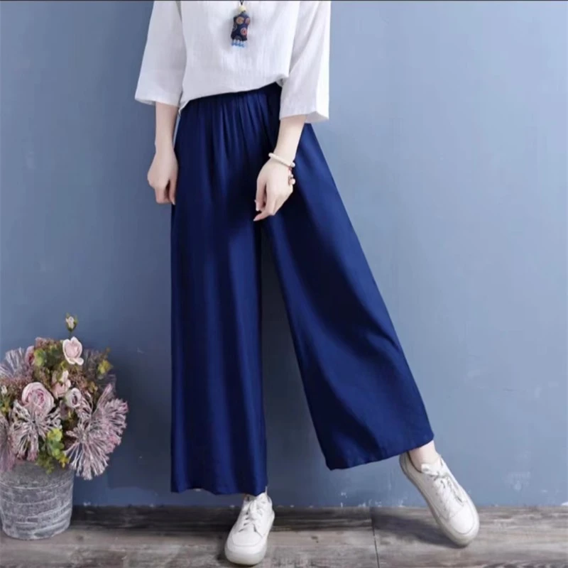 2023夏季直筒裤宽松薄款微胖女生裤子休闲女装文艺时尚纯色文艺风