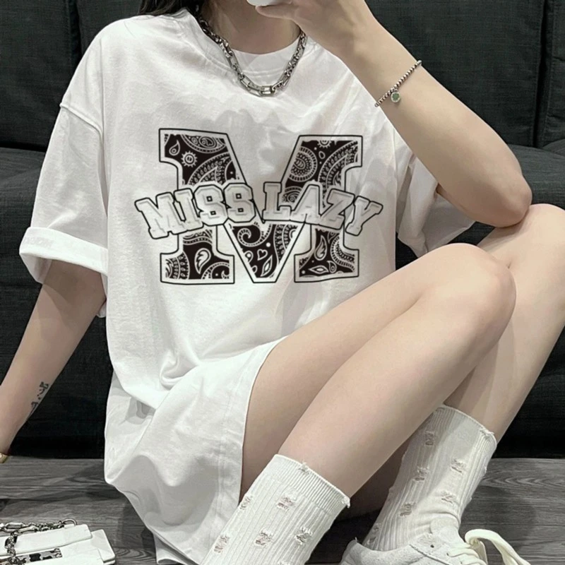 美式vibe风潮牌白色重磅纯棉T恤短袖女宽松2025夏季新款小众上衣