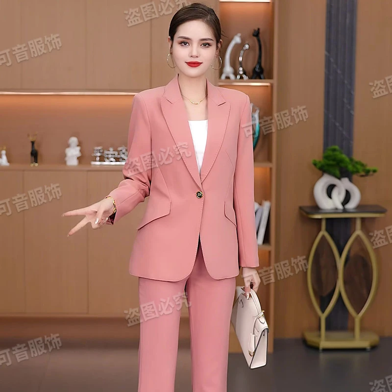 8893J1长袖修身名媛女神范时尚显瘦气质西服套装女