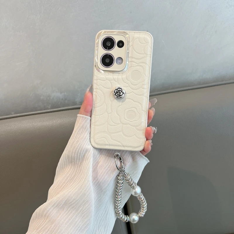 适用OPPOreno13手机壳reno13pro防摔时尚个性山茶花皮纹ins简约