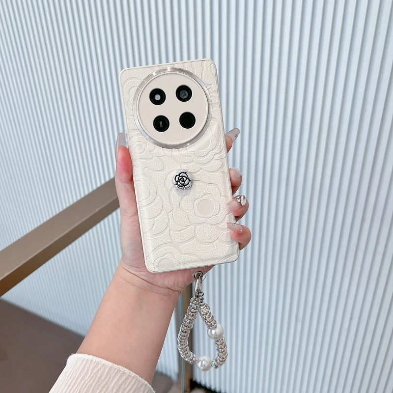 适用荣耀x60pro手机壳BRP-AN00防摔时尚个性山茶花皮纹ins简约