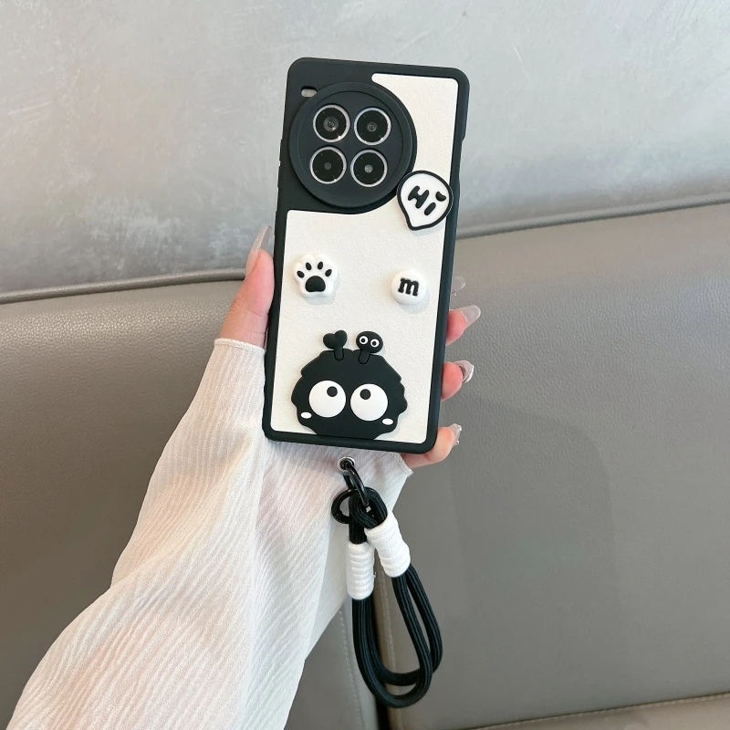 适用oppo一加ace3手机壳一加ace3pro防摔立体卡通创意煤球软壳