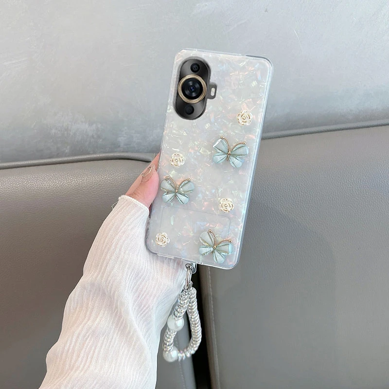 华为nova12活力版手机壳FIN-AL60立体蝴蝶nova11山茶花防摔全包