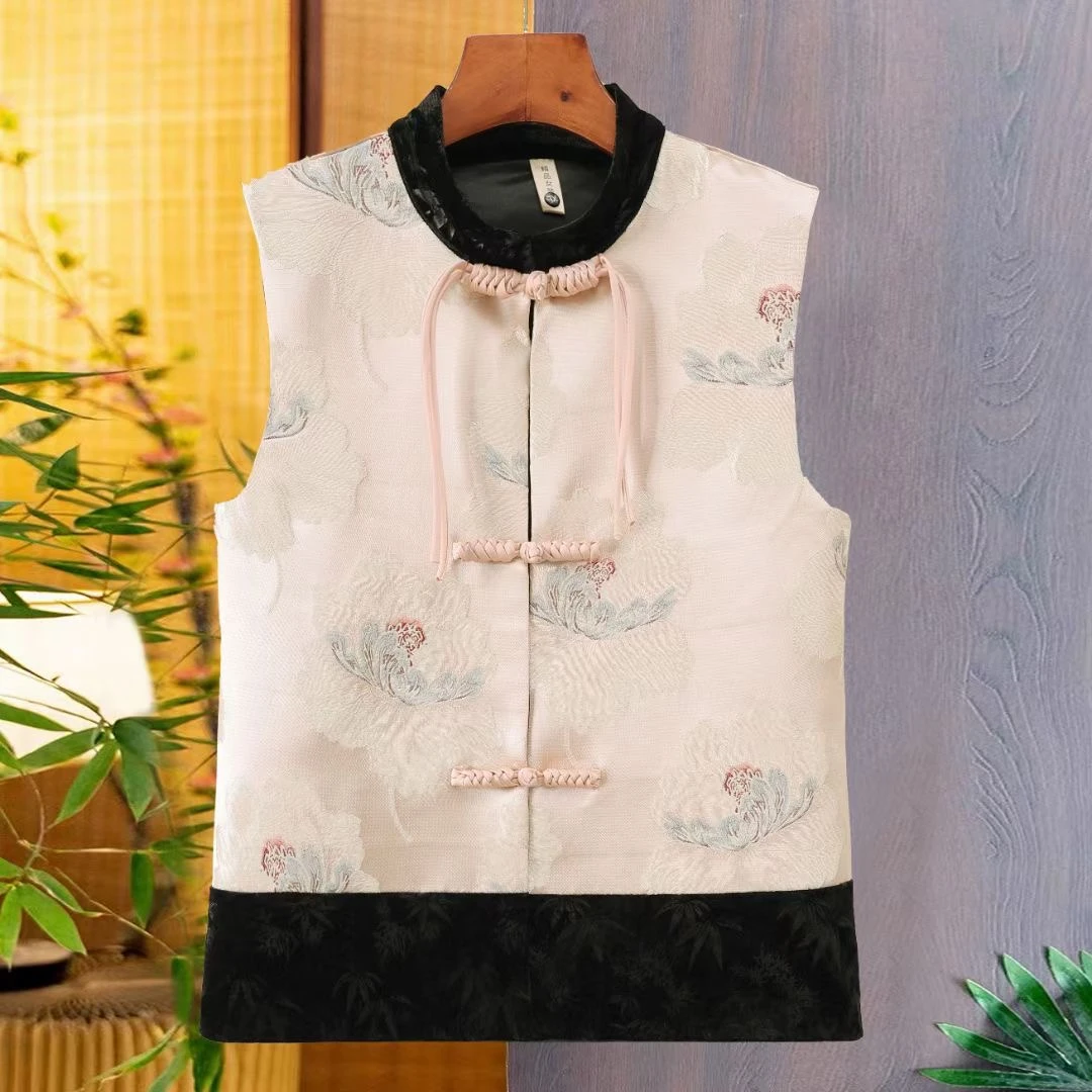 【天香】2024新款马夹马甲中国风新提花新中式立领女士上衣