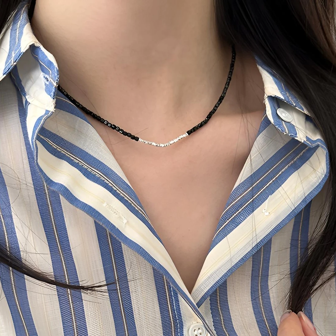 吊坠925银 长约38+5cm黑闪闪碎银子项链百搭冷淡风高级感时尚小众