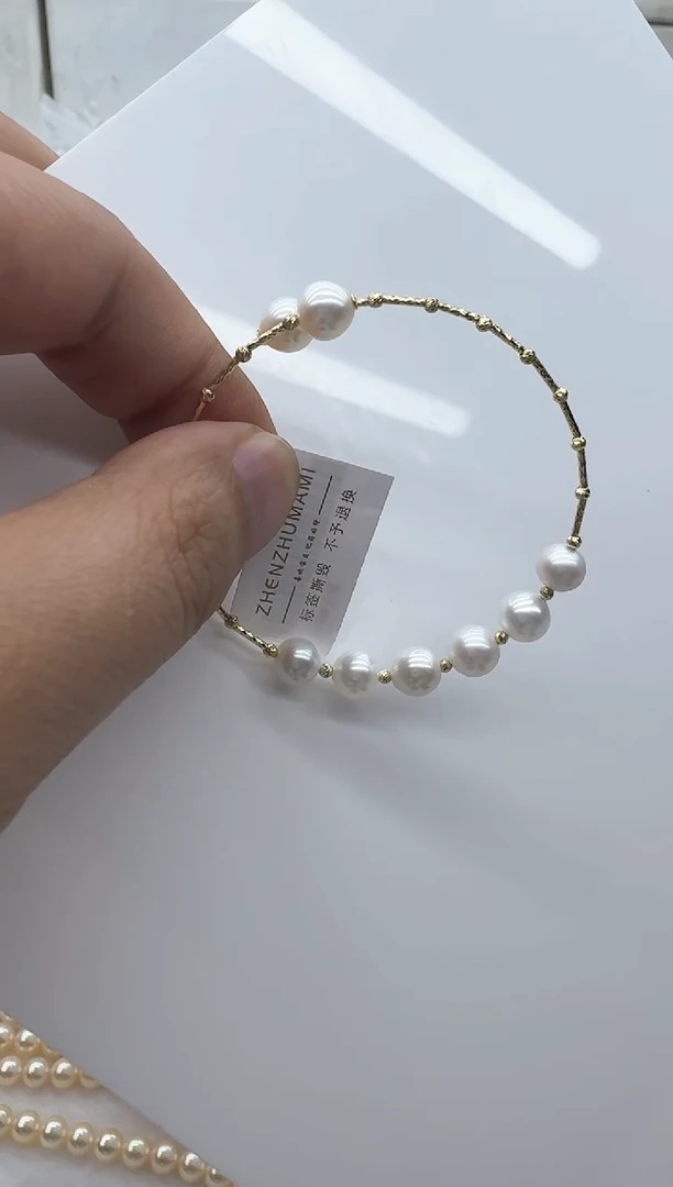 【闪购商品】淡水珍珠手镯18K金镶嵌清货