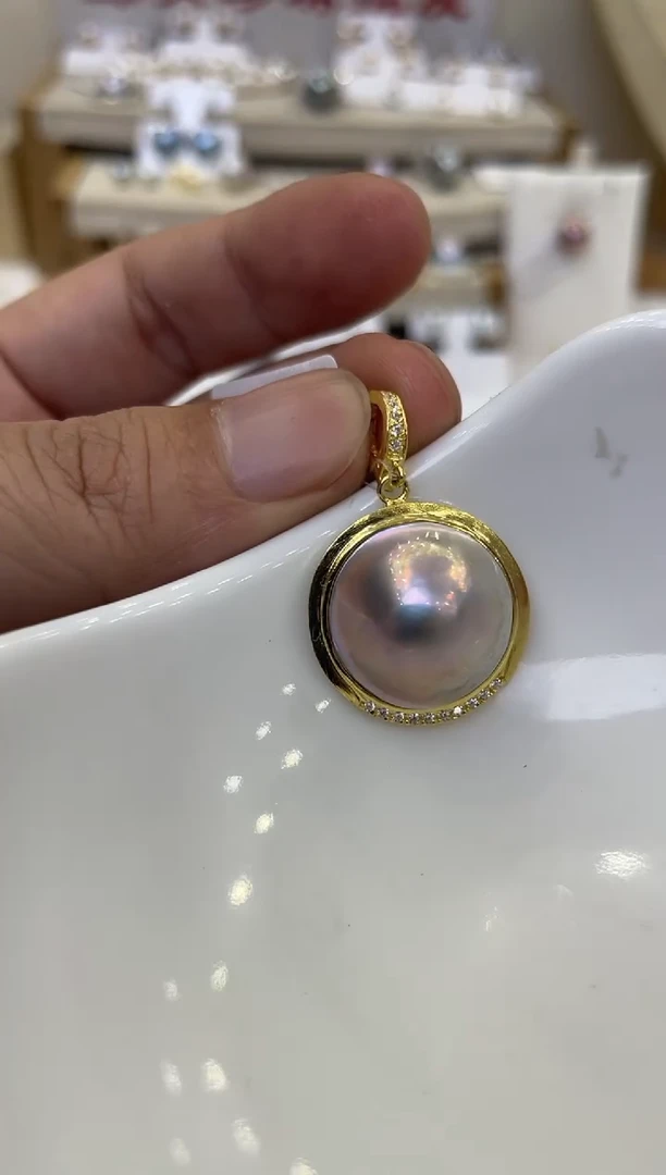 【闪购商品】拼合珍珠（马贝珠）颈饰银S925镶嵌清货