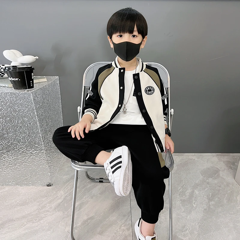 男童秋季运动套装2023新款儿童春秋帅气时髦棒球服套装秋装童装潮