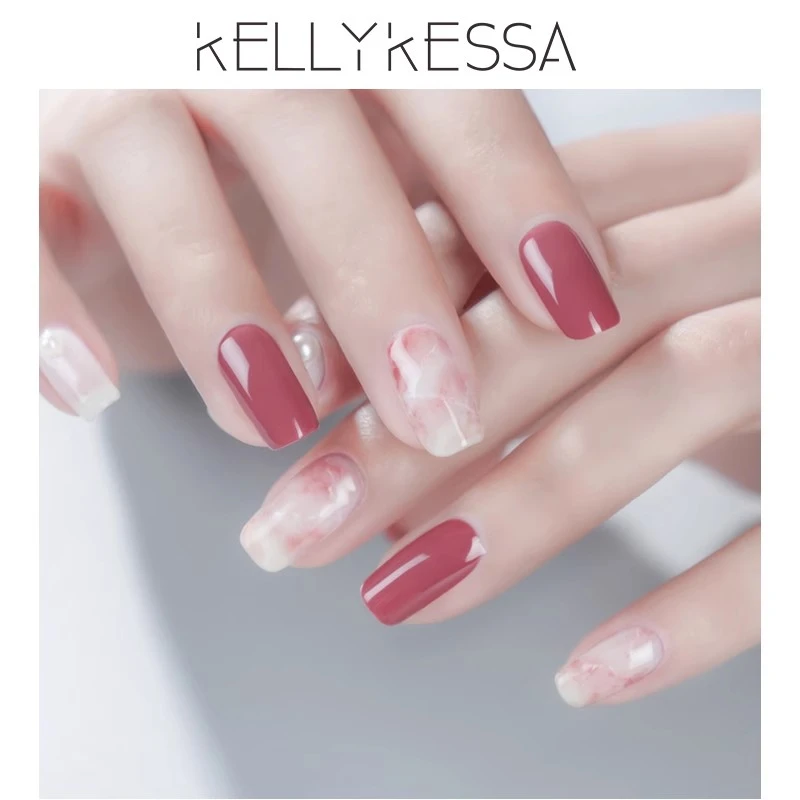 KellyKessa品牌光疗甲油胶胶蔻丹芭比QQ胶晕染气质豆沙色乳白色
