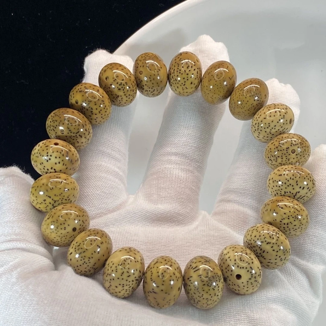 海南星月油性菩提子手串算盘珠男女款高密鸡油黄佛珠天然星月菩提