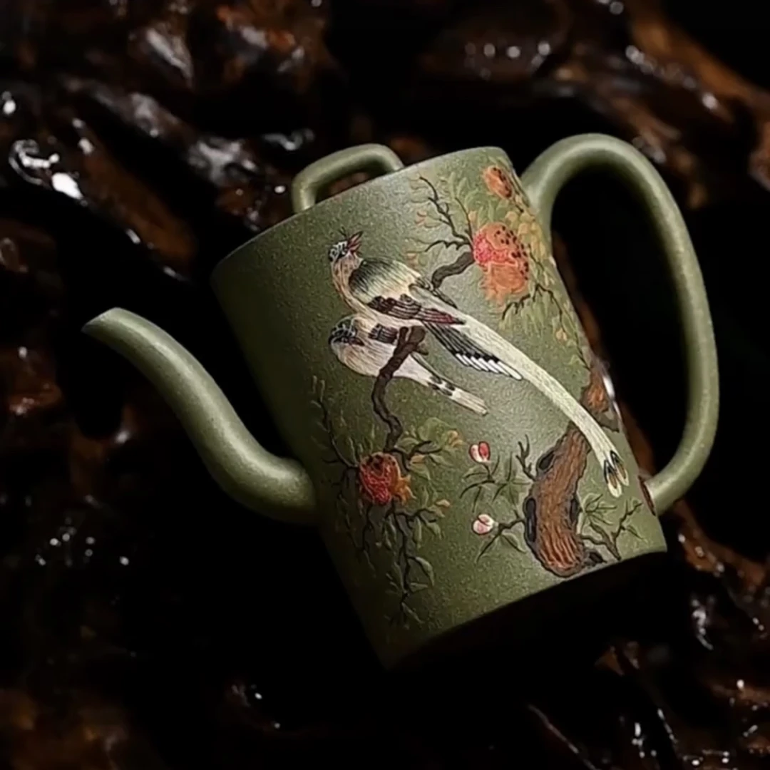 苏绣系列  双鸟高直  紫砂壶 ！！！！！