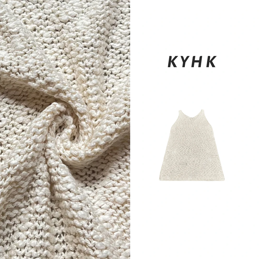 KYHK慵懒风无袖V领背心开衩针织裙241022