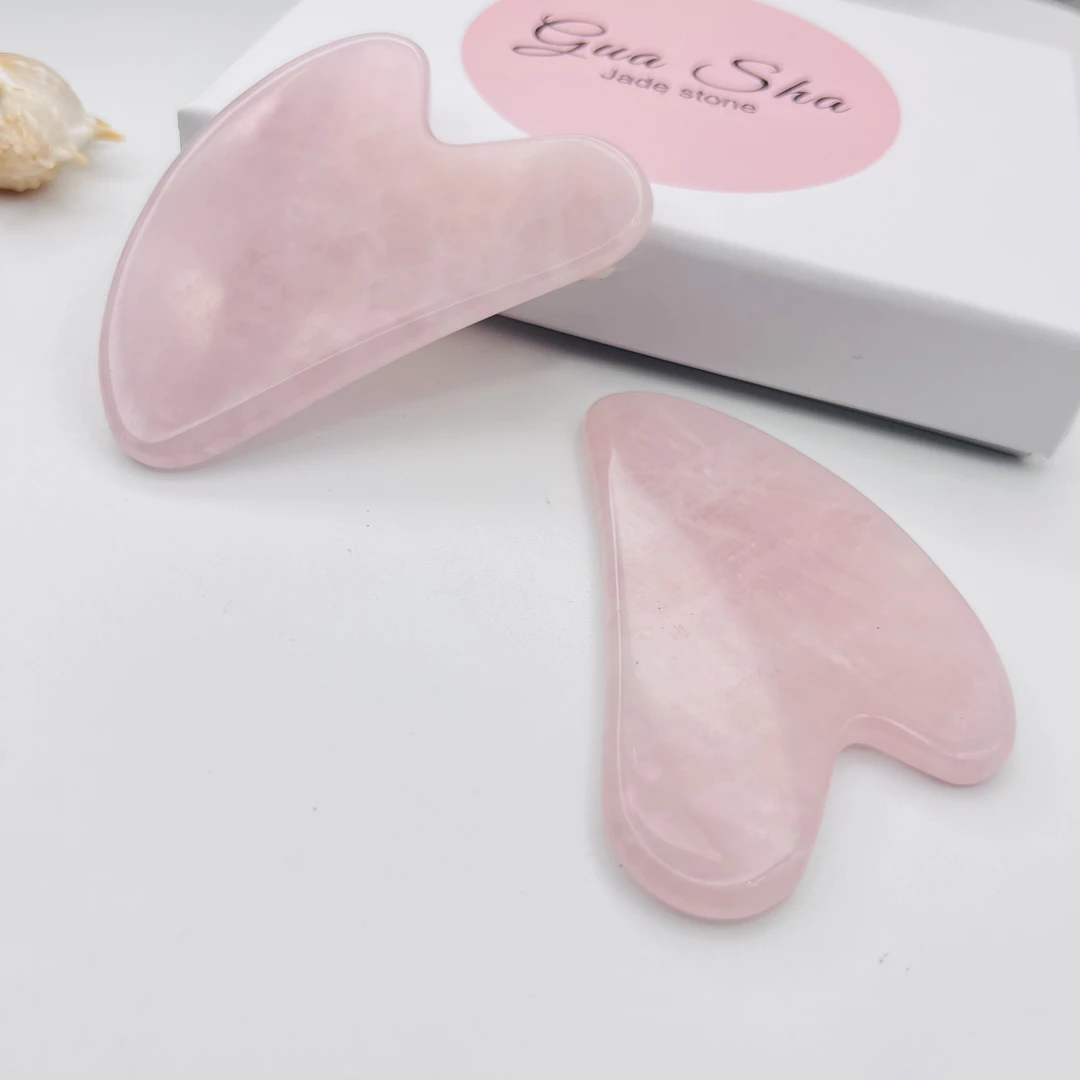 天然粉晶玉石刮板家用颈椎眼部提拉拨筋按摩板V形脸部美容刮脸板