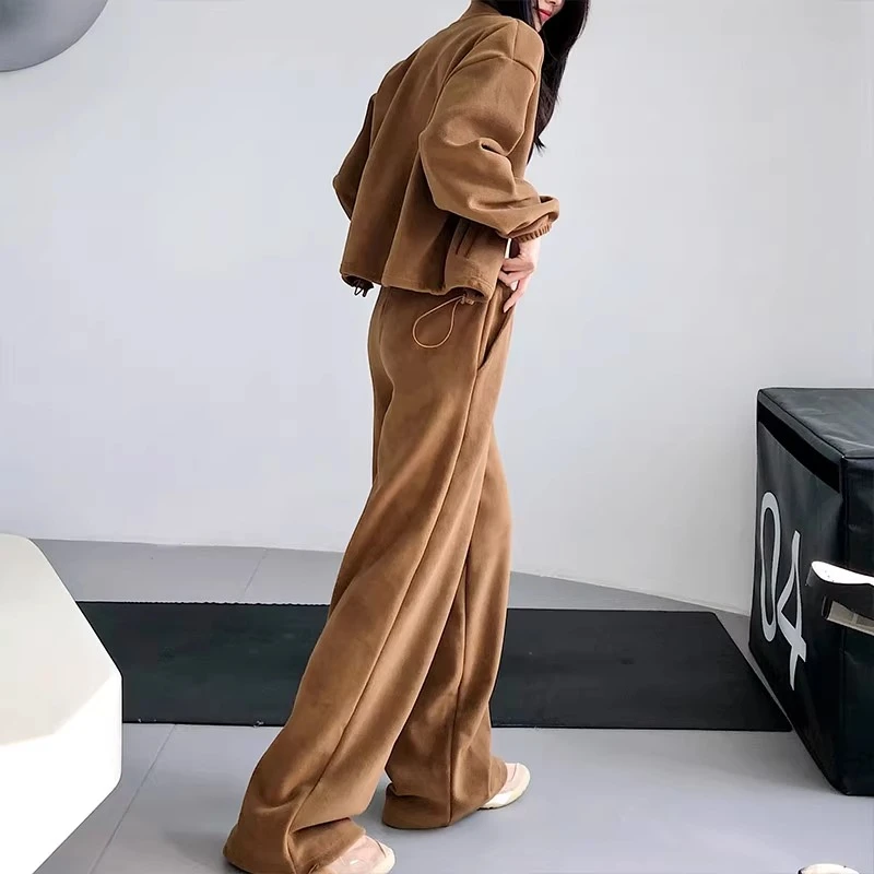 宽松奥粒绒卫裤女保暖防风抓绒健身加厚束脚摇粒绒运动裤休闲裤秋