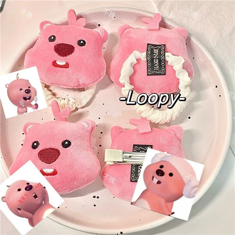 毛绒小海狸发圈发绳小海狸少女心学生可爱卡通小头饰loopy发圈