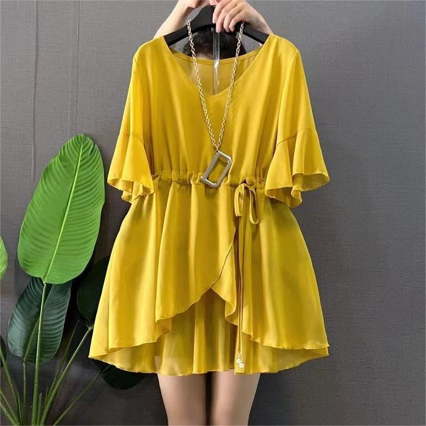 夏季时尚潮流上档次韩版纯色显瘦遮肉上衣减龄妈妈休闲收腰高档衫