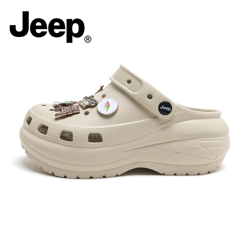 JEEP/吉普凉拖鞋女士夏季休闲外穿时尚包头半拖鞋防滑厚底洞洞鞋