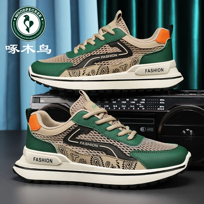 啄木鸟男款透气网鞋冬季爆款镂空网面鞋百搭男鞋青少年运动休闲鞋
