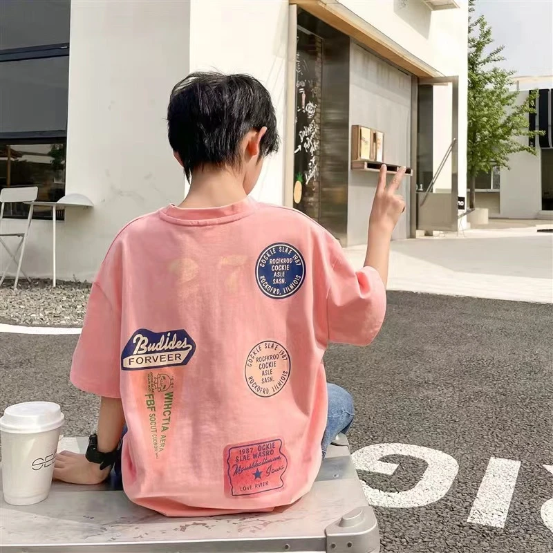 【冰淇淋】休闲韩版男童短袖T恤夏季新款中大童女童印花短袖上衣