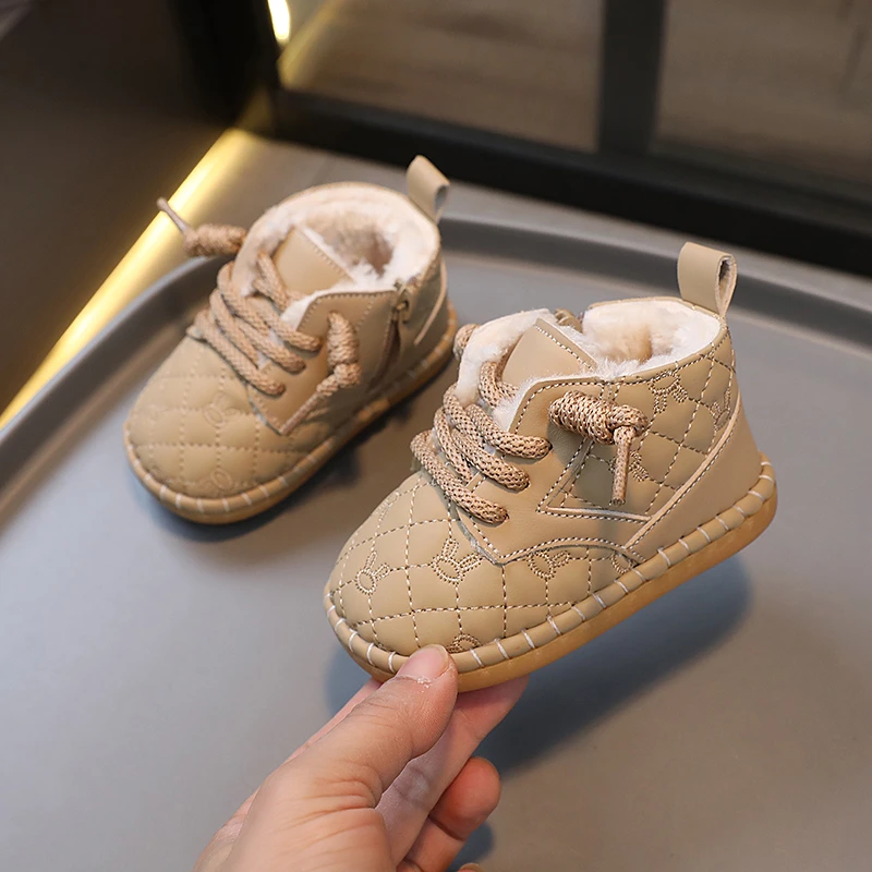 冬季男宝宝棉鞋加绒加厚保暖婴儿鞋子软底小童学步鞋防滑幼儿冬鞋