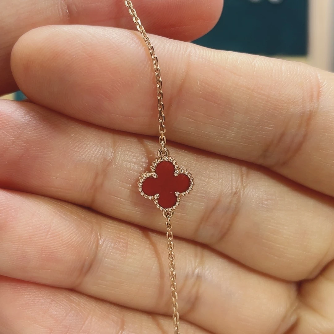 【闪购商品】玛瑙/玉髓手链18K金镶嵌Y红玛瑙手链玫瑰金