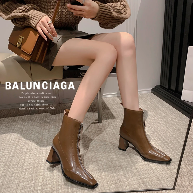 DJ时尚短靴-A1939酒红色