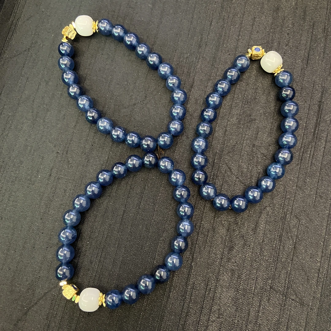 蓝碧玺白玉手串8m+*（多样性发一个）071