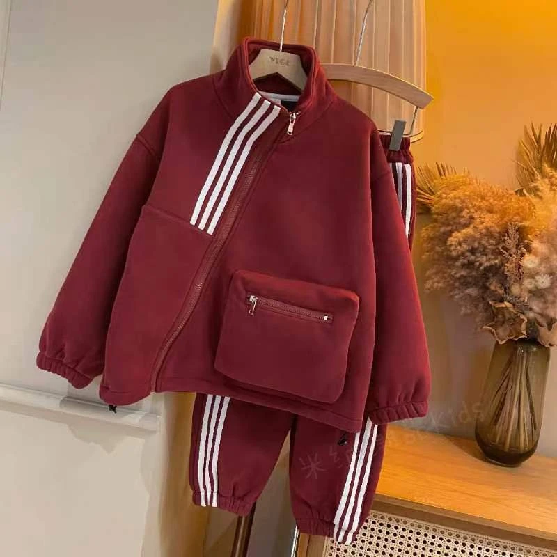 【KL2023秋季新款】F2网红时尚简约潮酷红色运动亲子套装YG5457