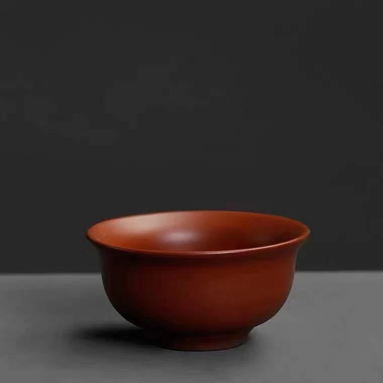 宜兴原矿朱泥紫砂功夫茶杯品茗杯小口杯纯手工红泥主人杯家用陶瓷