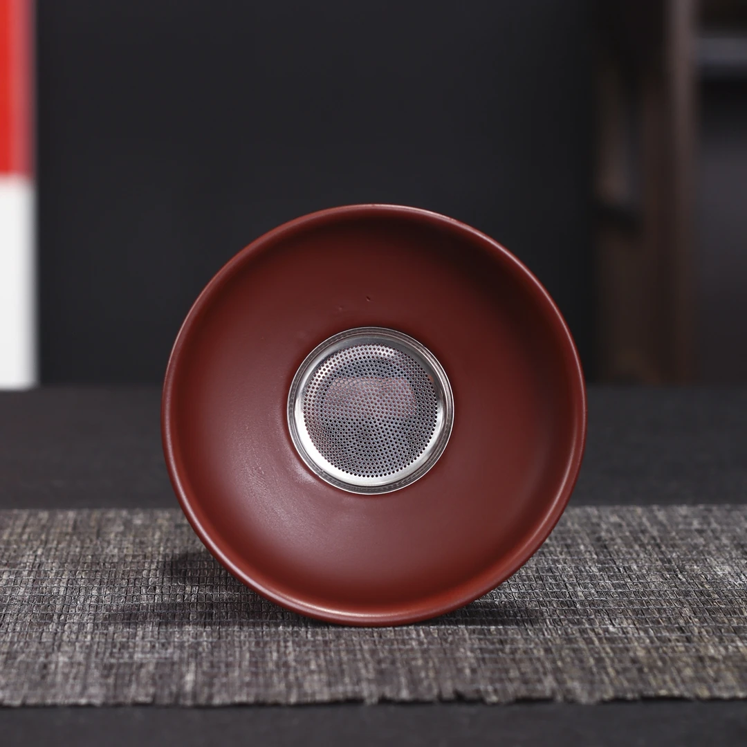 紫砂朱泥一体茶漏创意茶滤功夫茶具配件滤网茶漏斗隔托倒茶过滤器