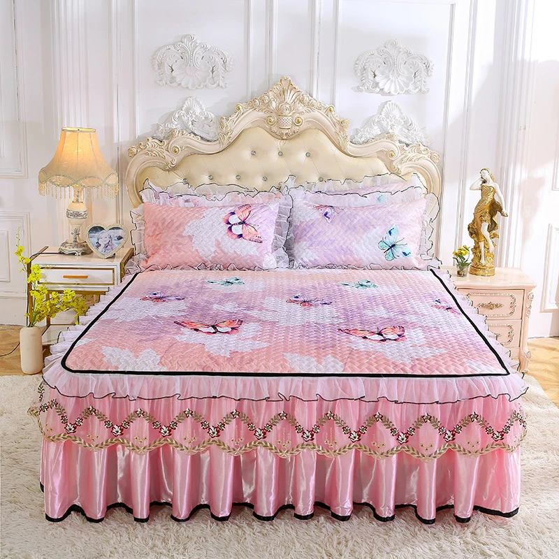 【主播自留款】 夏季空调席冰丝凉席三件套床裙款可拆卸折叠凉席