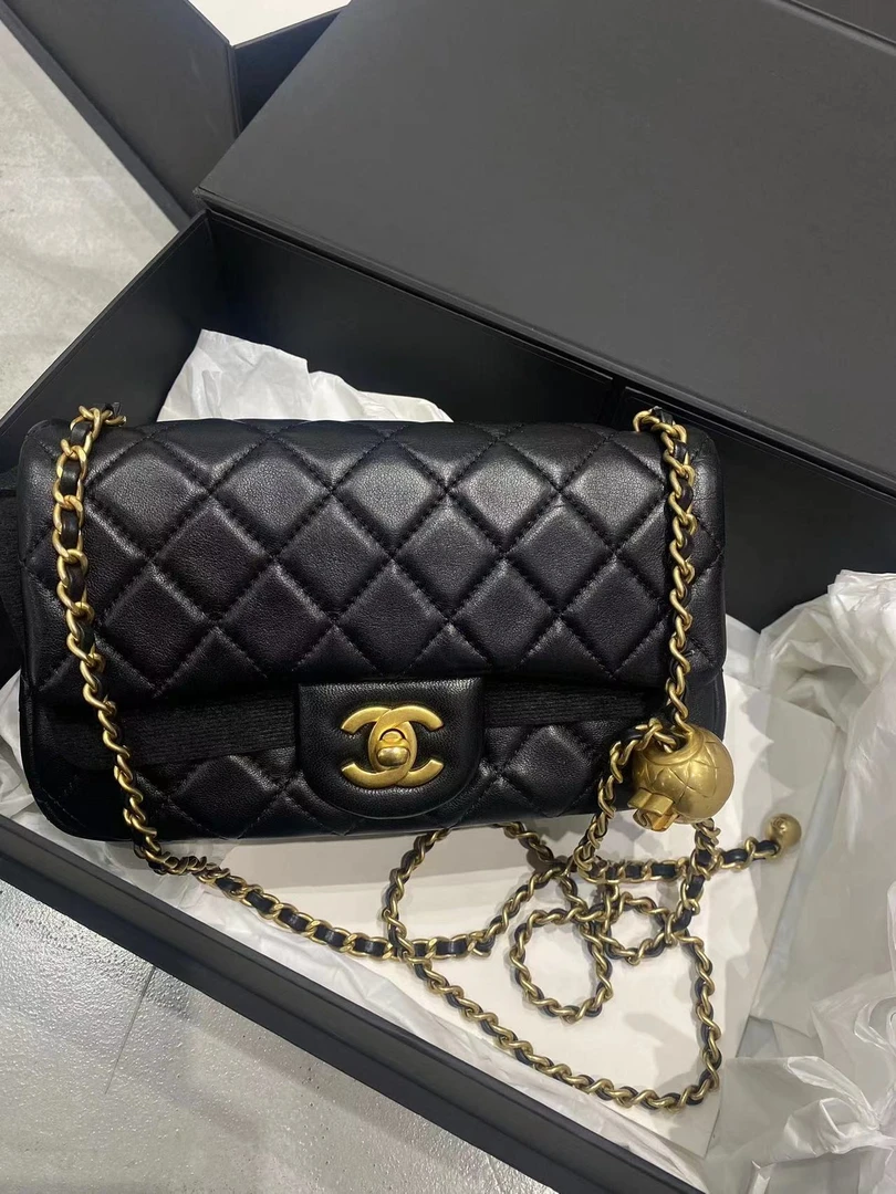 全新未使用 Chanel/香奈儿 CF大mini金球经典黑色单肩芯片款