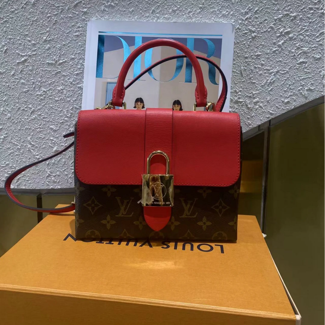 95新 LouisVuitton/路易威登 锁头包时尚经典单肩拼色98成色