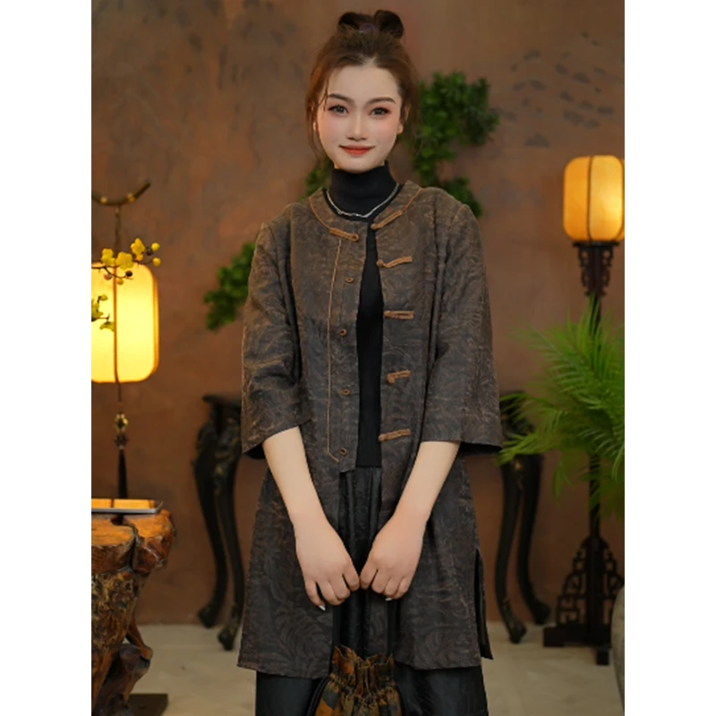 【董小姐】2024年春季新款桑蚕丝绢纺香云纱长款风衣女