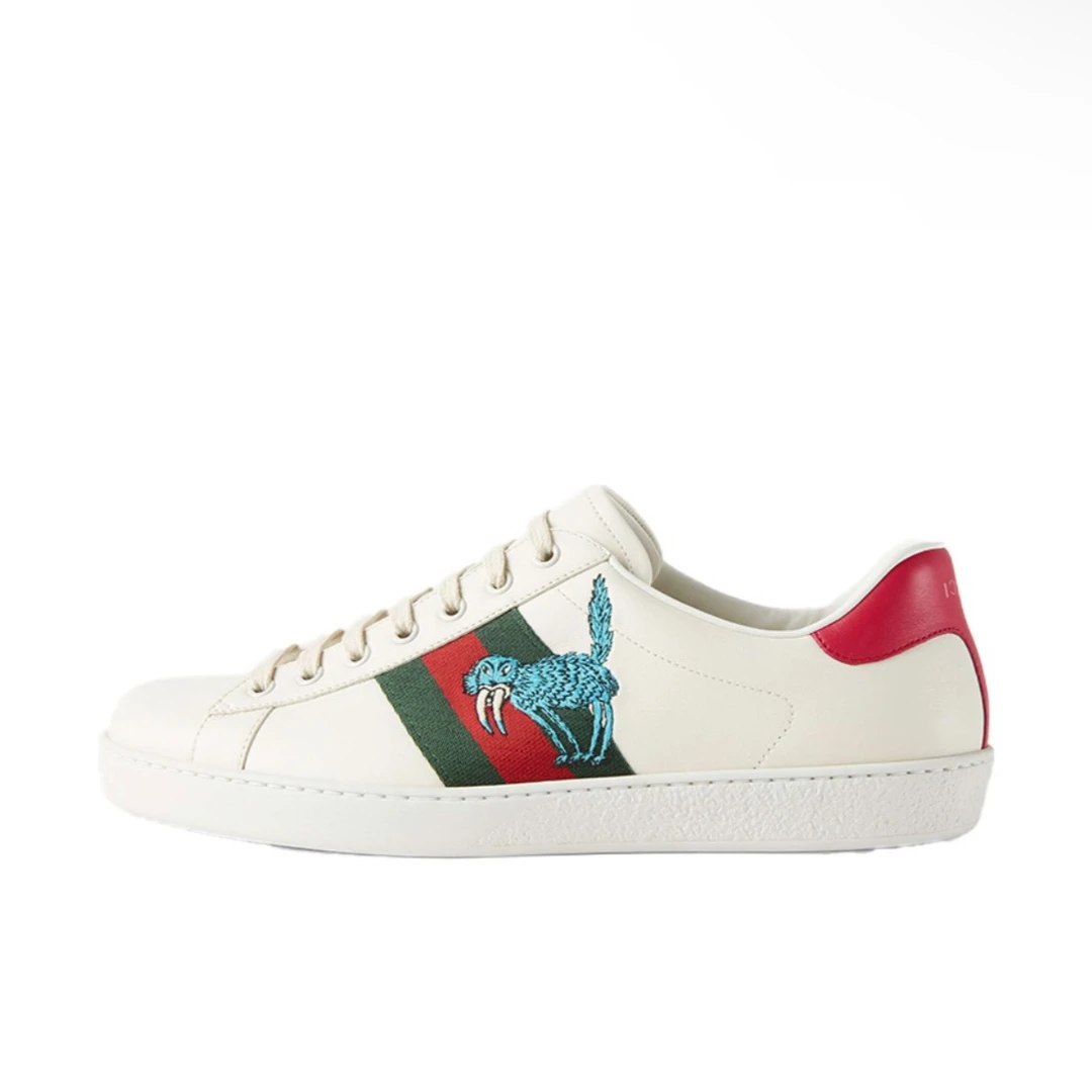 全新未使用 GUCCI/古驰 男士ACE系列猛犸象小怪兽双图标logo板鞋