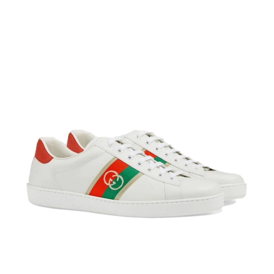 GUCCI/古驰白色小双经典G男士休闲时尚板鞋 大全套 全新未使用