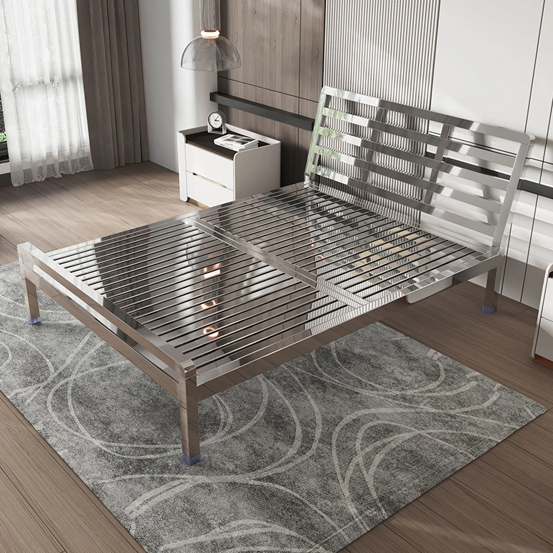 304不锈钢床1.5米加厚环保卧室现代简约非铁艺铝合金床架卧室床架