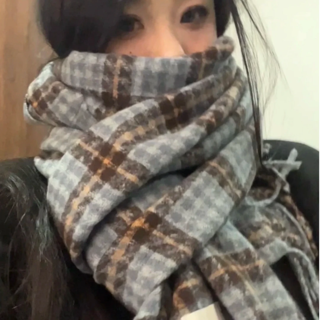 【饼干家】格纹流苏围巾高级感十足复古百搭