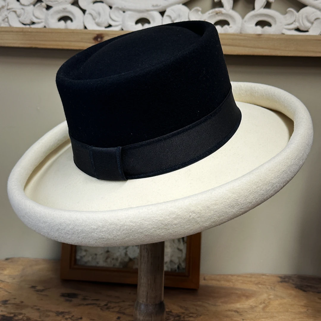 零点兰花秋冬羊毛呢帽女气质卷边英伦风复古优雅百搭时尚礼帽