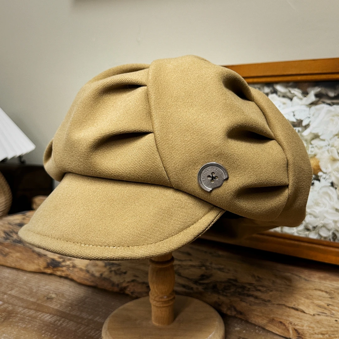 零点兰花秋冬季加厚云朵鸭舌帽女出口韩国专柜简约个性休闲百搭帽