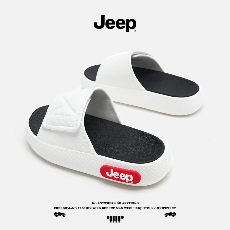 JEEP/吉普运动男士拖鞋增高防滑户外百搭休闲厚底魔术贴男生凉鞋
