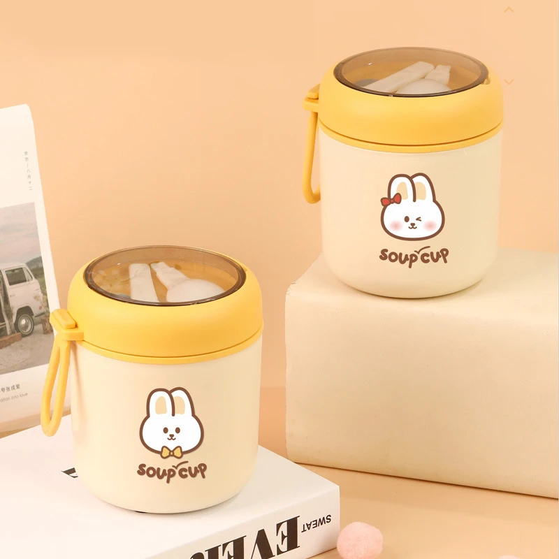 带盖早餐杯勺豆浆杯粥杯燕麦杯保温杯家用便携外带N02